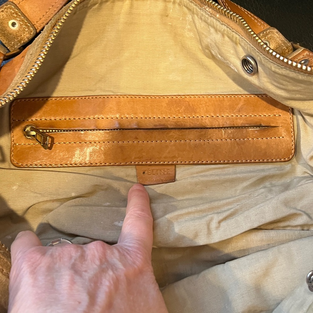 💃🧋Celine Vintage Leather Weekender Tote Bag Brown Shoulder Strap Made in Italy - Picture 10 of 12